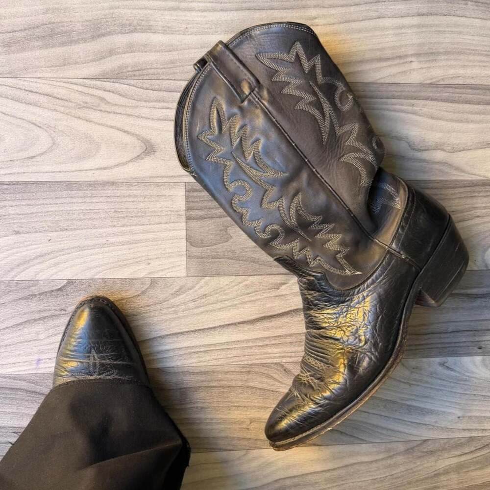 Dan Post Black Leather Western Cowboy Boots 10.5D 16926
